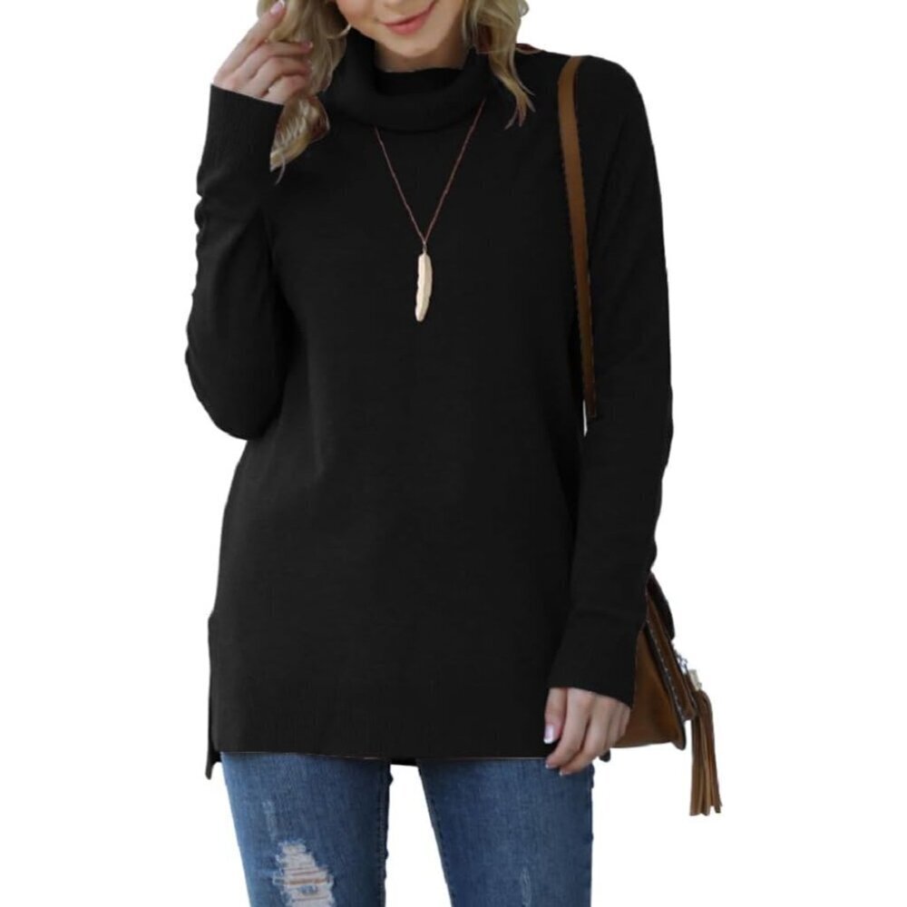 Women Fall Turtleneck Sweater Long Sleeve Casual Pullover Soft Warm